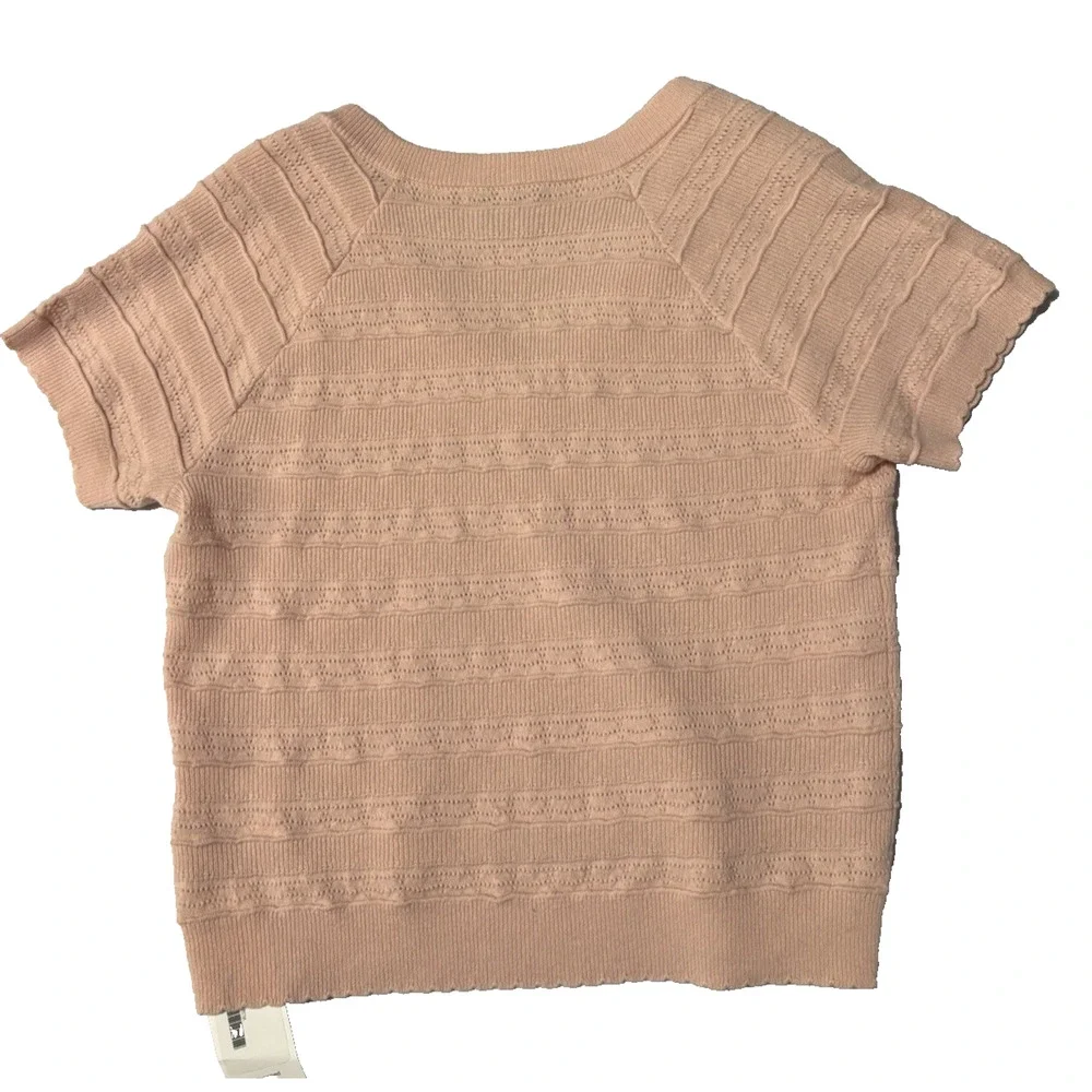 Joie Women's S Soft Pink Short Sleeve 100% Wool Sweater BOHO Pastel Spring Fairy